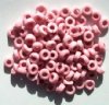 100 3x7mm Rough Cut Chalk Pink Glass Spacer Beads